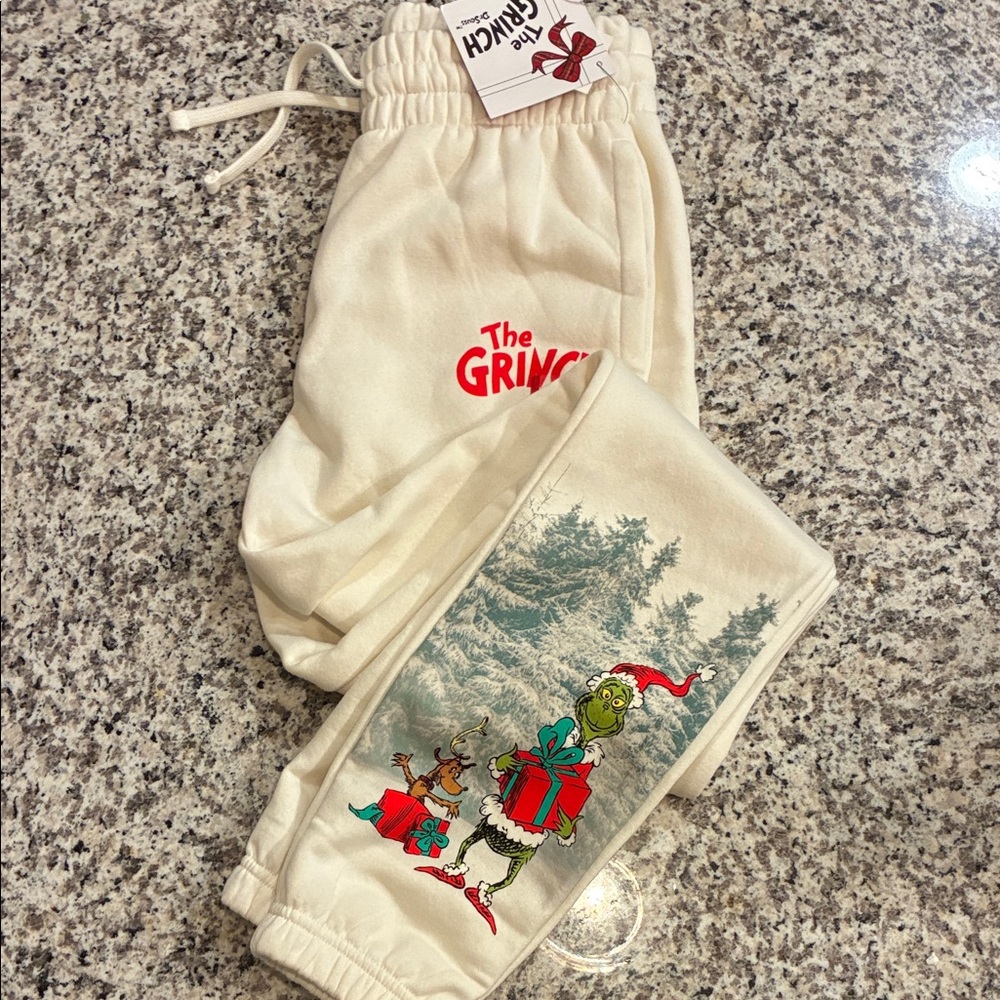 NWT The Grinch Cream Christmas Sweatpants XS